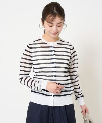 【SALE】MK MICHEL KLEIN（Women/小さいサイズ）/エムケーミッシェルクラン シアーボーダーニットカーディガン/洗える ネイビー57 トップス【三越伊勢丹/公式】