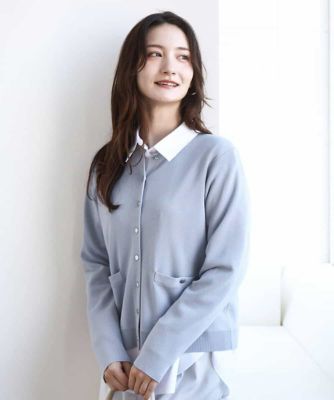 ＜MK MICHEL KLEIN（Women/小さいサイズ）＞【小さいサイズ】綿混ニットカーディガン／洗える