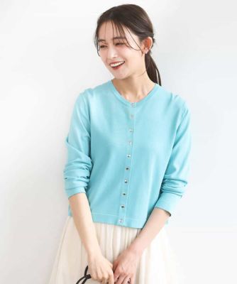 ＜MK MICHEL KLEIN（Women/小さいサイズ）＞【小さいサイズ】ドットボタンニットカーディガン／接触冷感／ＵＶカット／洗える