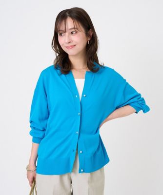 ＜MK MICHEL KLEIN（Women/小さいサイズ）＞【小さいサイズ】キーネックカーディガン／接触冷感／ＵＶカット／洗える