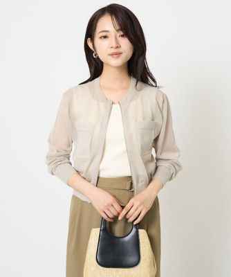 MK MICHEL KLEIN（Women/小さいサイズ）/エムケーミッシェルクラン 【小さいサイズ】シアーニットブルゾン／接触冷感／洗える