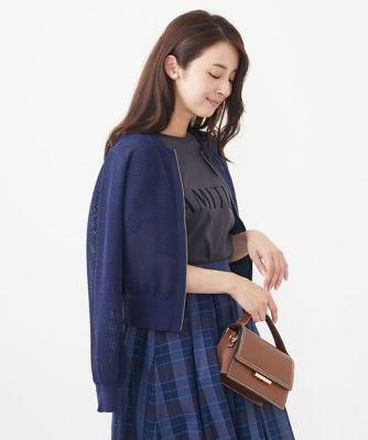【小さいサイズ】メッシュ編みシアーＺＩＰニットブルゾン／洗える