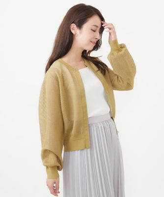 【小さいサイズ】メッシュ編みシアーＺＩＰニットブルゾン／洗える