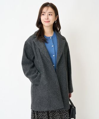 ＜MK MICHEL KLEIN（Women/小さいサイズ）＞【小さいサイズ】スライバーラメミドル丈コート