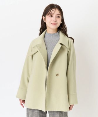 小さいサイズ】Super100sウール2wayカラーミディーコート