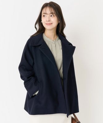 小さいサイズ】Super100sウール2wayカラーミディーコート