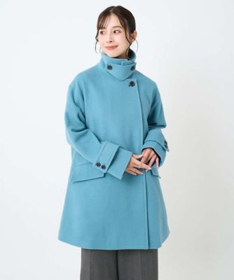 ＜MK MICHEL KLEIN（Women/小さいサイズ）＞【小さいサイズ】ＳＵＰＥＲ１００ｓウール　スタンドカラーミドルコート