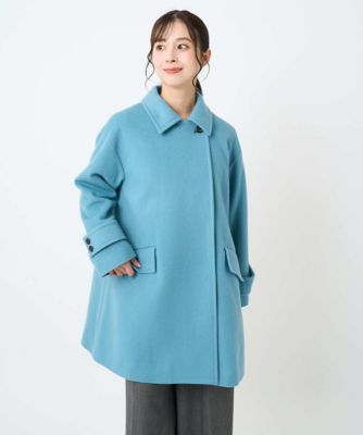 小さいサイズ】SUPER100sウール スタンドカラーミドルコート