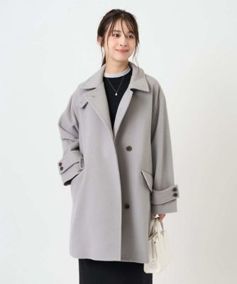 MK ミッシェルクラン（MK MICHEL  ）/SUPER100’sウール スタンドカラーミドルコート 小さいサイズ】SUPER100sウール スタンドカラーミドルコート