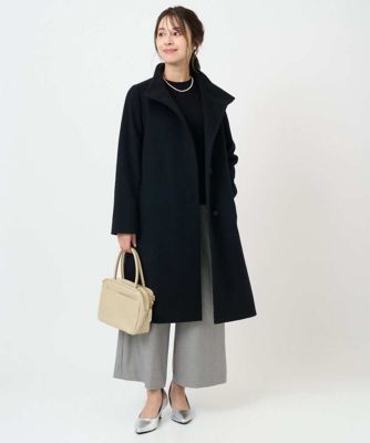 ＜MK MICHEL KLEIN（Women/小さいサイズ）＞【小さいサイズ】ＳＵＰＥＲ１００ｓウール　スタンドカラーロングコート