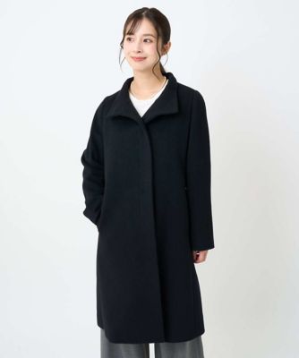 小さいサイズ】SUPER100sウール スタンドカラーロングコート
