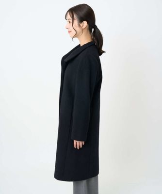 小さいサイズ】SUPER100sウール スタンドカラーロングコート