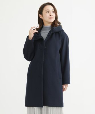 ＜MK MICHEL KLEIN（Women/小さいサイズ）＞【小さいサイズ】Ｓｕｐｅｒ１００ｓウール　ミドル丈フーデットコート