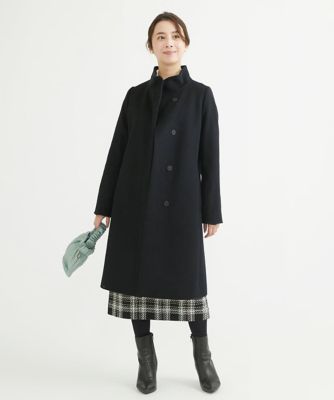 小さいサイズ】Super100sウールスタンドカラーコート