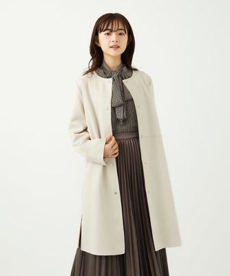 小さいサイズ】フェイクスウェードノーカラーコート／洗える