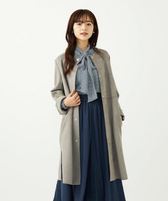 MK MICHEL KLEIN（Women/小さいサイズ）/エムケーミッシェルクラン フェイクスウェードノーカラーコート/洗える 92グレー コート・ジャケット【三越伊勢丹/公式】