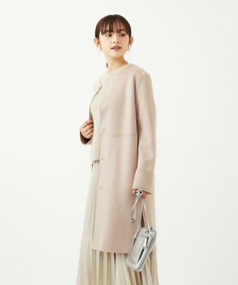 小さいサイズ】フェイクスウェードノーカラーコート／洗える | MK
