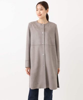 小さいサイズ】フェイクスウェードノーカラーコート／洗える | MK