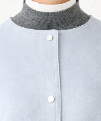 【小さいサイズ】フェイクスウェードノーカラーコート／洗える