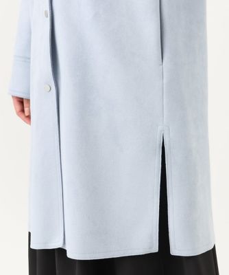 【小さいサイズ】フェイクスウェードノーカラーコート／洗える