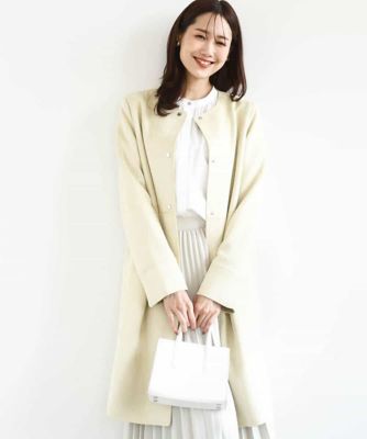 ＜MK MICHEL KLEIN（Women/小さいサイズ）＞フェイクスウェードノーカラーコート／洗える