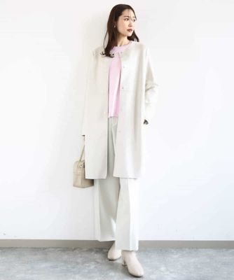 【新品】MK MICHEL  ノーカラーコート　ピンク　38サイズ フェイクスウェードノーカラーコート／洗える | MK MICHEL KLEIN