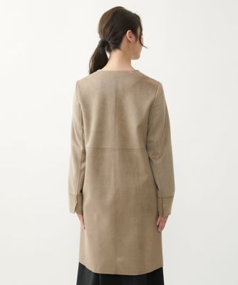 小さいサイズ】フェイクスウェードノーカラーコート／洗える
