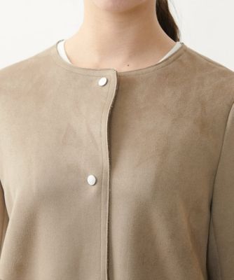 小さいサイズ】フェイクスウェードノーカラーコート／洗える