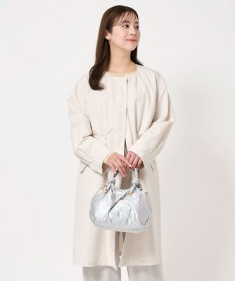 ♥️新品タグ付き♥️MICALLE MICALLE 2way配色ロングブルゾン 小さいサイズ】タフタノーカラーロングコート／洗える | MK MICHEL