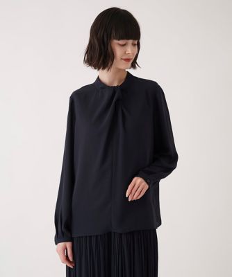 【小さいサイズ】ドレープアクセントジョーゼットブラウス