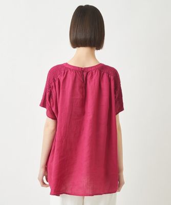 【小さいサイズ／麻製品染め】スモッキングブラウス