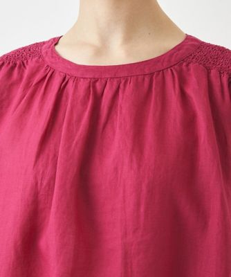 【小さいサイズ／麻製品染め】スモッキングブラウス