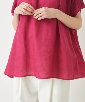 【小さいサイズ／麻製品染め】スモッキングブラウス