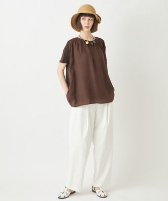 【小さいサイズ／麻製品染め】スモッキングブラウス