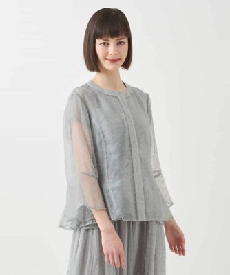 HIROKO BIS（Women/小さいサイズ）/ヒロコビス 【小さいサイズ】ドットジャカードシアーブラウス