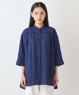 HIROKO BIS アイレットサークルチュニック Mサイズ 小さいサイズ】アイレット刺繍デザインチュニックシャツ