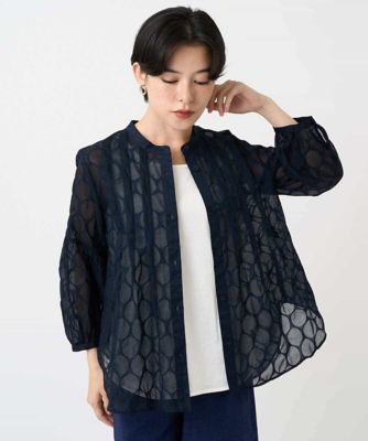 小さいサイズ】ドットシアータックロングシャツ | HIROKO BIS（Women