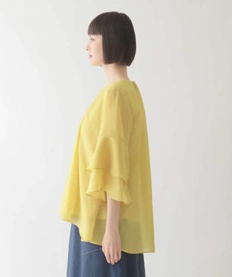【小さいサイズ／洗濯機で洗える】タックフレアエアリーブラウス