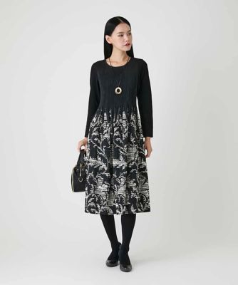 小さいサイズ】シャーリングジャカードデザインワンピース | HIROKO