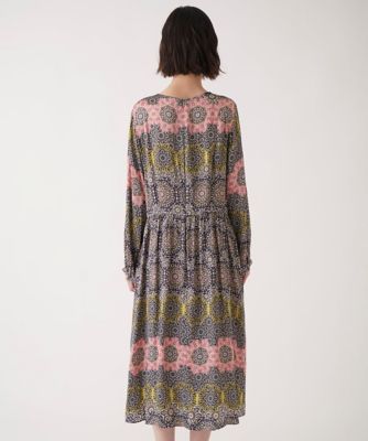 【小さいサイズ】ヴィンテージ風モチーフ総柄ワンピース