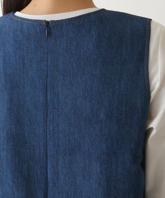 【小さいサイズ】サイドプリーツデニム風ジャンパースカート