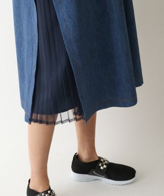 【小さいサイズ】サイドプリーツデニム風ジャンパースカート