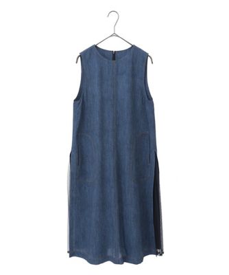 【小さいサイズ】サイドプリーツデニム風ジャンパースカート