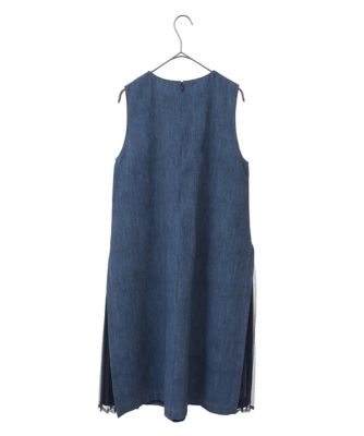 【小さいサイズ】サイドプリーツデニム風ジャンパースカート