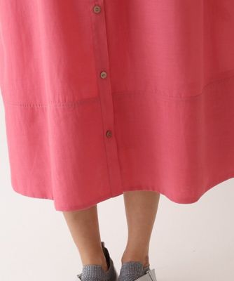 【小さいサイズ　／洗濯機で洗える】スパンボイルワッシャーシャツワンピース