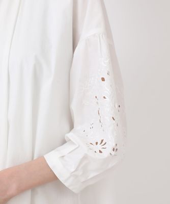 【小さいサイズ】刺繍スリーブデザインシャツワンピース