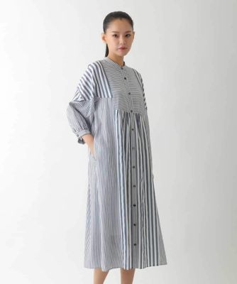 小さいサイズ】ストライプパターン切り替えデザインワンピース