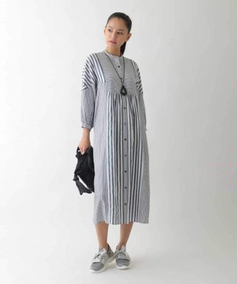 小さいサイズ】ストライプパターン切り替えデザインワンピース