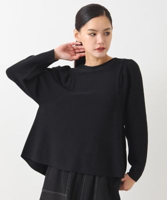 小さいサイズ】ホールガーメントフレアヘムニットプルオーバー