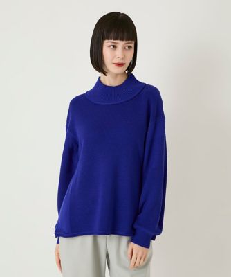 小さいサイズ】リブネックデザインウールニットプルオーバー | HIROKO